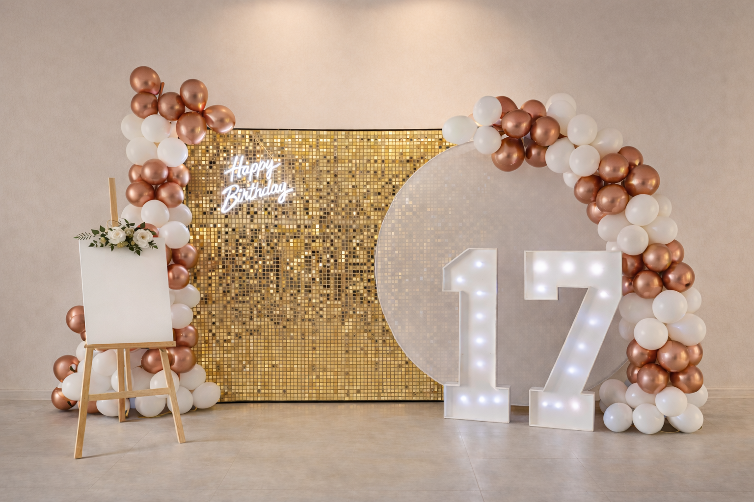 Złota ścianka foto Luxury Gold na wesele w Gnieźnie